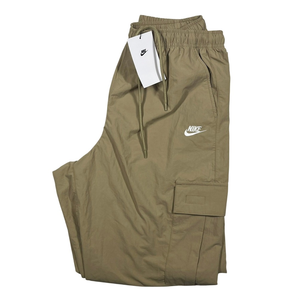 Nike Club Woven Cargo Pants Mens Small Beige Nylon Tapered Sportswear HJ1990-297